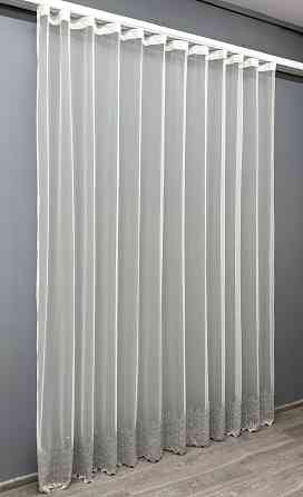 Тюль VR-Textil 1632т Грек-сетка с вышивкой и люрексом цвет Молочный с серым 300х270 см (42-0592) Киев