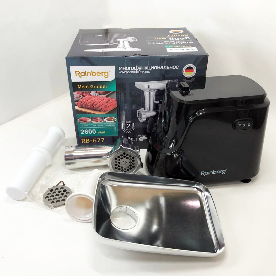 Мясорубка с 4 насадками Rainberg RB-677 2600 Вт, Мясорубка кухонная шнековая Томатная GX-13 Львов - изображение 11
