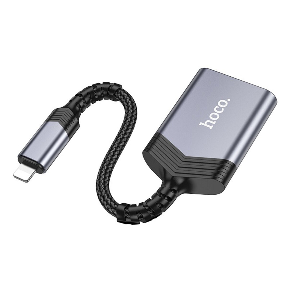 Кардрідер HOCO UA25 2-in-1 card reader iP Metal Gray (6942007608855 ) Київ - фото 2