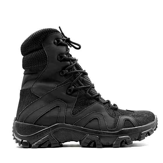 Військові берці літні чорні чоловічі з шкіри CRAZY HORSE, не ковзають, зручні, міцні Львів