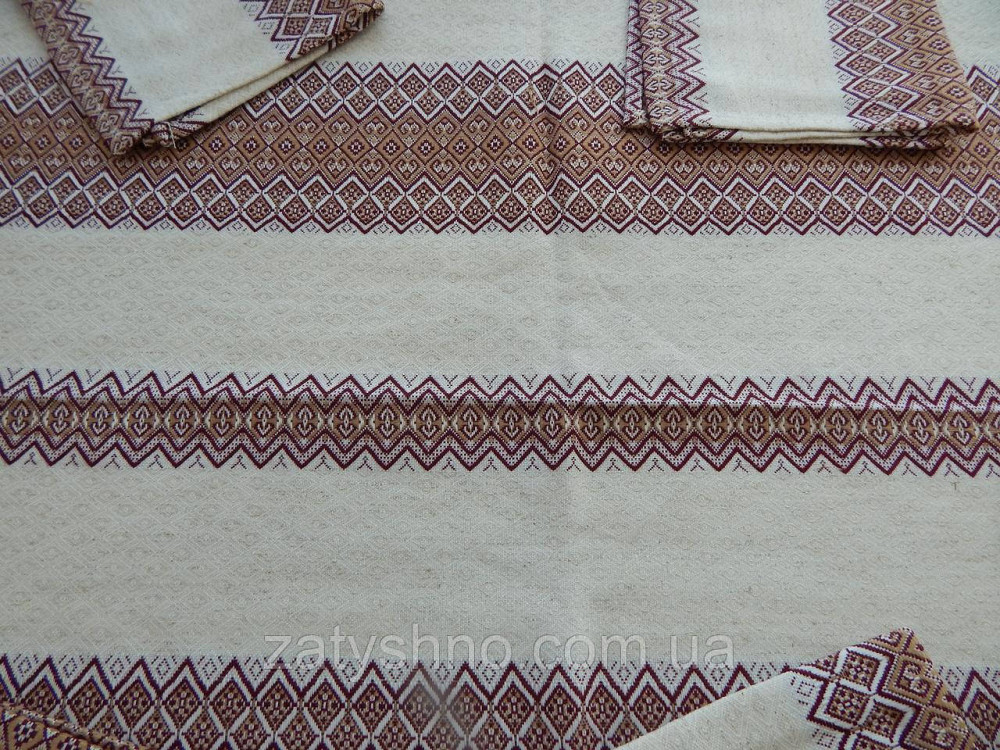 Нежная кофейная скатерть с салфетками вышитая Киев - изображение 4