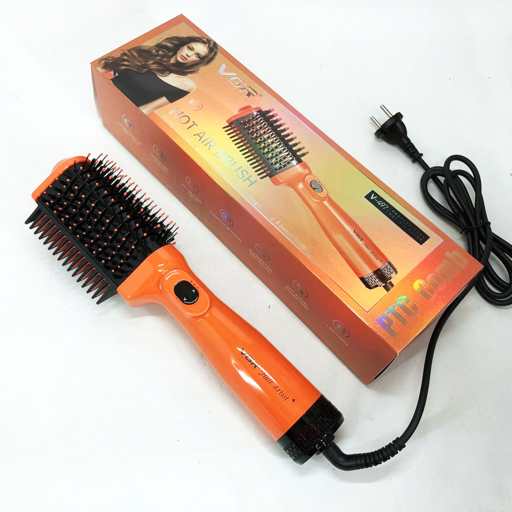 Фен мощный VGR, Фен обычный для укладки волос, Портативный для сушки Расческа-браш укладки QO-57 Львов - изображение 2