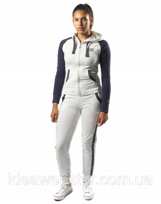 Спортивний костюм Leone жіночий White Blue XS біло-синій комплект для спорту фітнесу прогулянок і повсякденного носіння Київ - фото 6