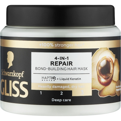 Маска для волос Gliss 4-In-1 Ultimate Repair Bond-Building Hair Mask 400 мл (9000101726138) Вінниця - фото 1