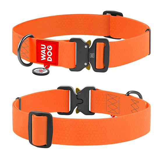Ошейник для собак водостойкий WAUDOG Waterproof c QR паспортом, металлическая пряжка-фастекс, Ш 40 мм, Длинна 46-70 см, оранжевый Киев