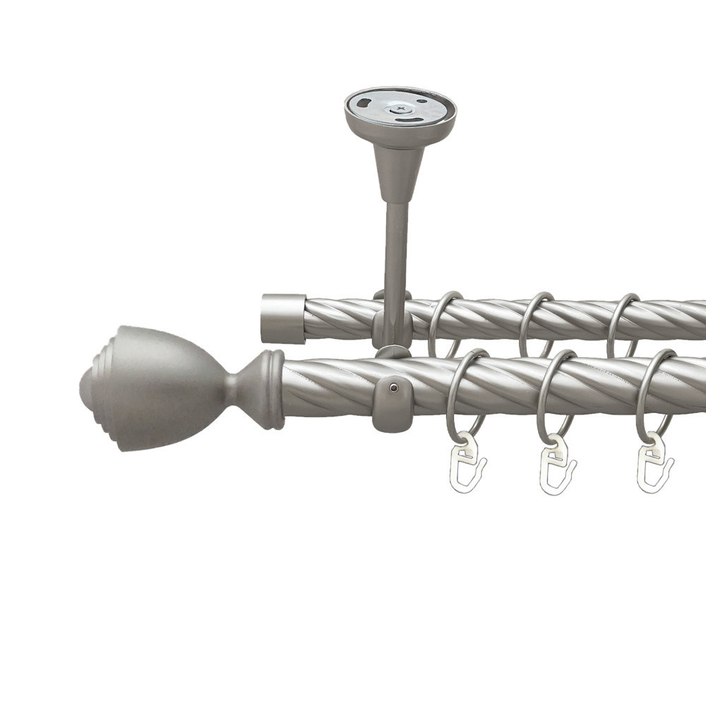 Карниз Orvit Палаціо металевий дворядний відкритий до стелі скручена труба кільце металеве Сатин 25\19 мм 240 см (00-00024252) Львів - фото 1