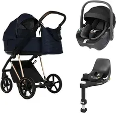 Дитяча коляска Roan IVI 2.0 4w1 z fotelikiem MC Pebble 360 oraz bazą Familyfix 360 – Mystic Blue Rose Gold Київ - фото 1