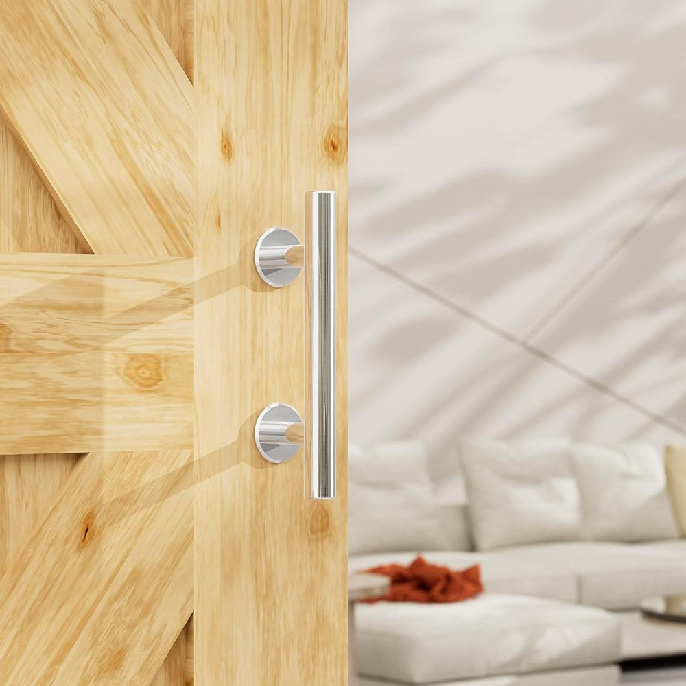 Дверна ручка для розсувних дверей 30 см подвійна двостороння врізна, нержавіюча сталь, срібляста з кріпленням Київ - фото 5