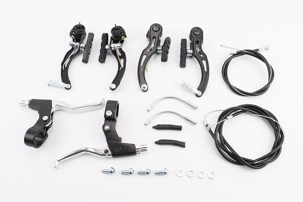 Гальмо V-brake 115мм (2 колеса) з ручками, тросами, чорне AL/ST Київ - фото 1