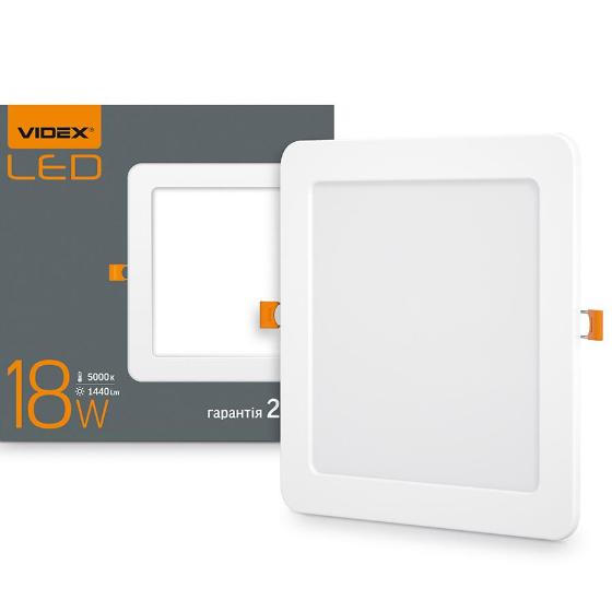 LED Панель врізна квадратна 18W 5000К VL-DLS-185 Videx Житомир