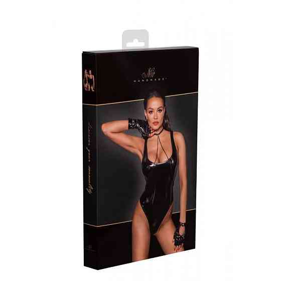 Боди сексуальное Noir Handmade из блестящего винила, черное, M Sex Aura Киев