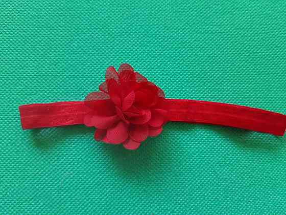 Повязка для девочки красная - размер цветка 5,5см, размер универсальный (на резинке) Киев