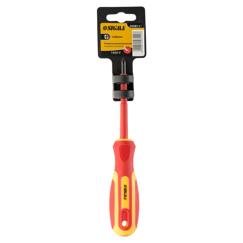 Отвертка диэлектрическая крестовая PH1×80мм 1000В CrV SIGMA (4008141) Ровно - изображение 6