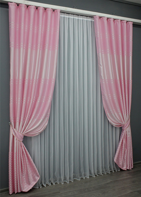 Комплект готовых штор VR-Textil Софт № 1414ш Розовый 150х270 см 2 шт (33-0282) Киев - изображение 3