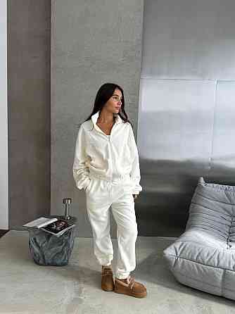 Жіночий теплий спортивний костюм: кофта та штани турецький двосторонній фліс Молочний, 46/48 Одеса