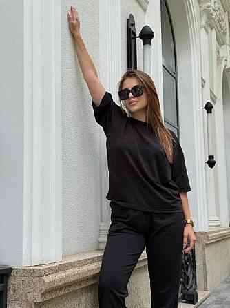 Спортивный костюм женский футболка и штаны джогеры Черный XL-XXL Харьков