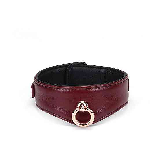 Шкіряний нашийник з повідцем Liebe Seele Wine Red Curved Collar, замок-сердечко Sex Aura Київ