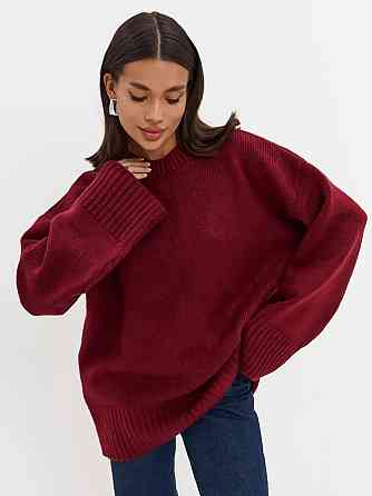 Женский базовый оверсайз свитер машинная вязка Бордо Одесса