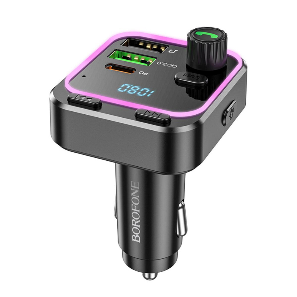 Автомобильное зарядное устройство с FM-модулятором BOROFONE BC53 Highway PD20W+QC3.0 car BT FM transmitter 18W Одесса - изображение 2