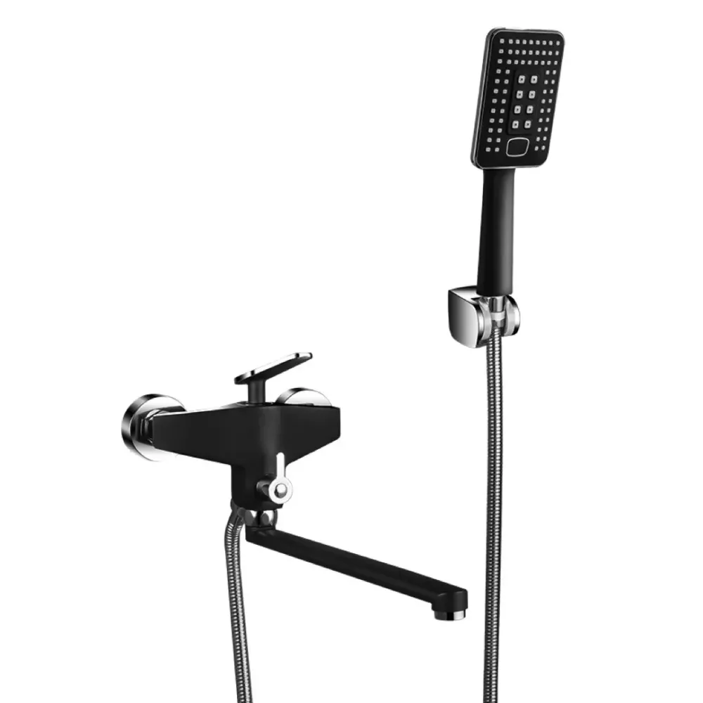 Змішувач для ванни з душовим гарнітуром Frap F2257 чорний/хром Київ - фото 1