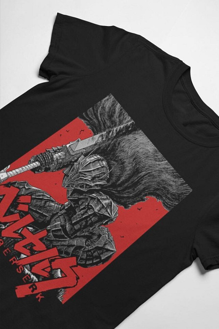 Футболка з аніме принтом Берсерк Гутс Аніме Манга оверсайз (S/M/L) Чорний AnimeJ1027 Дніпро - фото 1