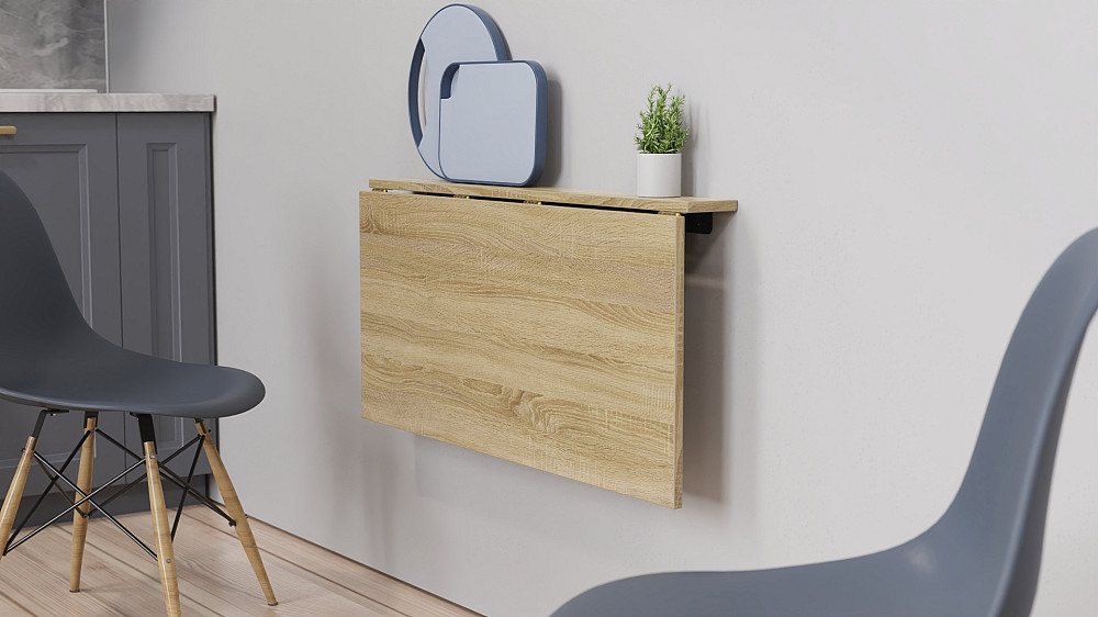 Обідній стіл-трансформер Ніка стіновий Ferrum-decor 420x900x500 Чорний метал ДСП Дуб Сонома 16 мм (FRD-105167) Львів - фото 8
