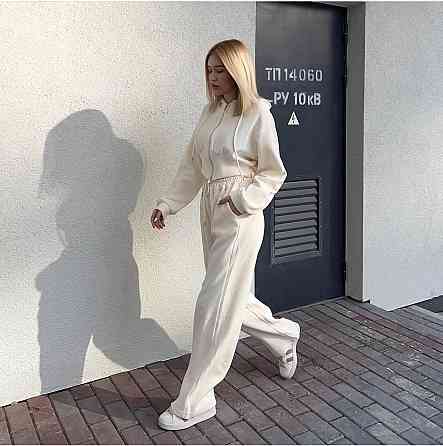 Жіночий прогулянковий костюм-двійка: кофта та штани двонитка Беж, 44/46 Одеса
