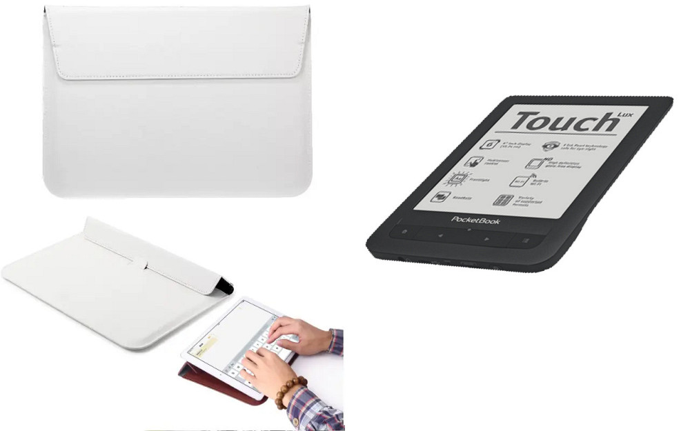 Чехол-конверт VitoCase для PocketBook Touch Lux 623, с функцией подставки для книги Белый Киев - изображение 1