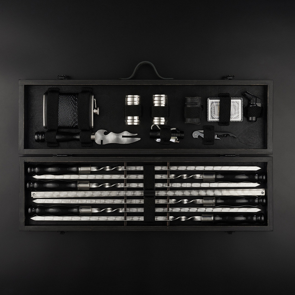 Шампури подарункові набір бокс для пікніка гриля та барбекю Оригінальні Віп подарунки на день народження татові, хлопцю, Тернопіль - фото 5