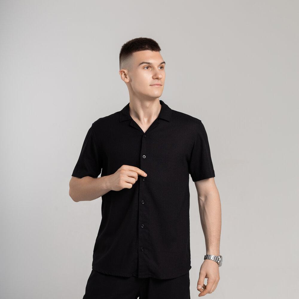 Чоловіча сорочка з коротким рукавом чорна Pobedov Marsel Київ - фото 7