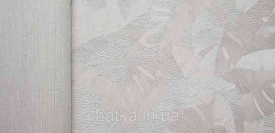 Шпалери вінілові на флізеліні Grandeco Time метрове листя монстери структурні білі молочні сріблясті 3д Київ