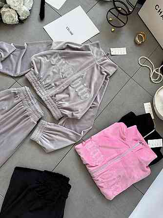 Женский стильный костюм двойка кофта с вышивкой и штаны велюр Серый, 42/44 Одесса