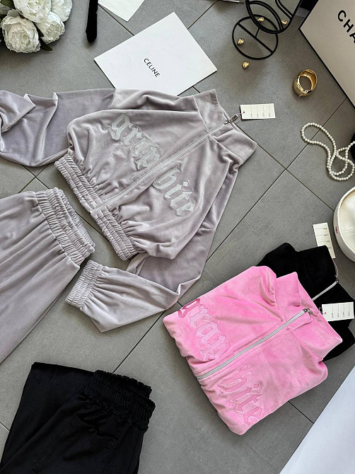 Женский стильный костюм двойка кофта с вышивкой и штаны велюр Серый, 42/44 Одесса - изображение 2