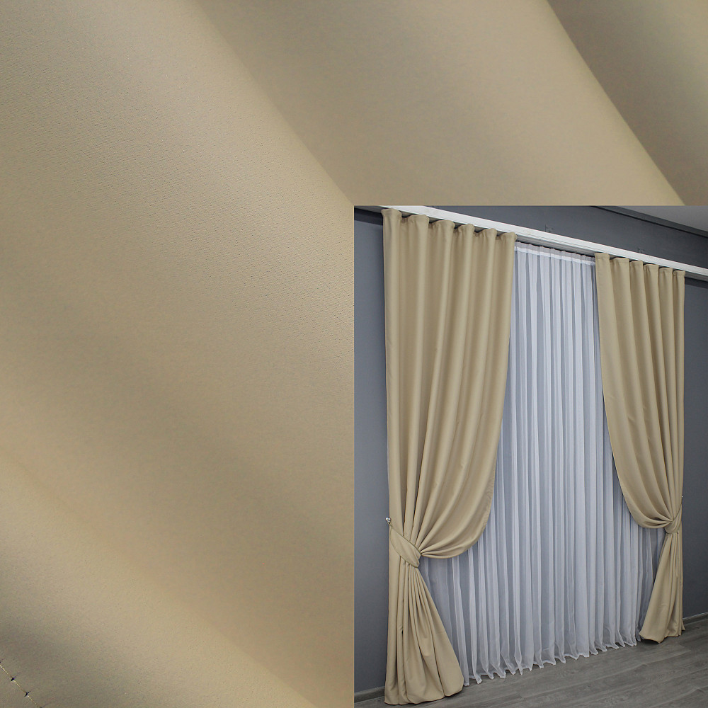 Комплект готовых штор VR-Textil Блэкаут Midnight № 1222ш Кремовый 135х270 см 2 шт (39-987) Киев - изображение 1