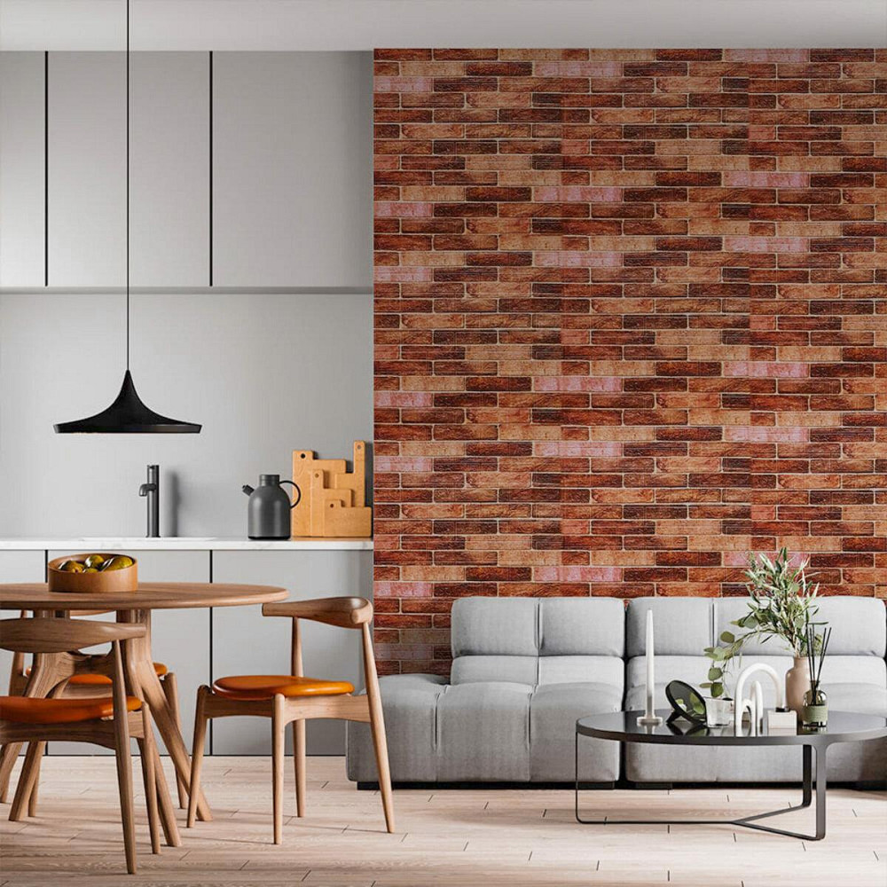 Самоклеющаяся 3D панель 19600х700х3мм Коричневый Екатеринославский Кирпич SW-00001469 Днепр - изображение 8