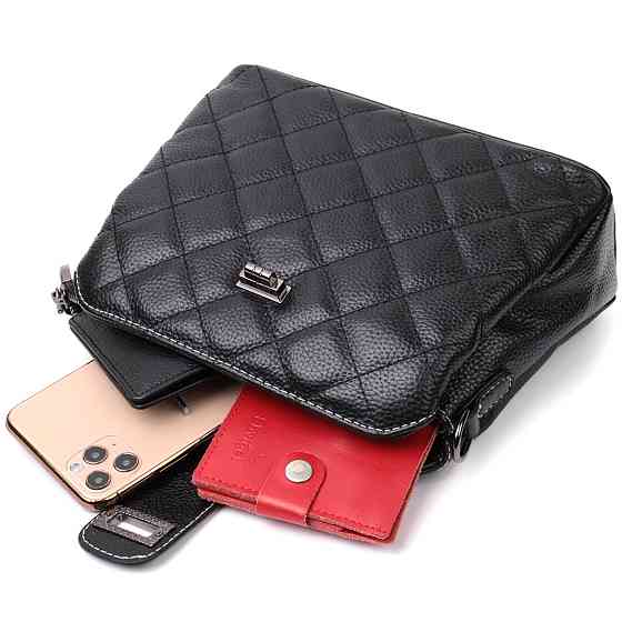 Чудова сумка для стильних жінок із натуральної шкіри Vintage 22415 Чорна Київ