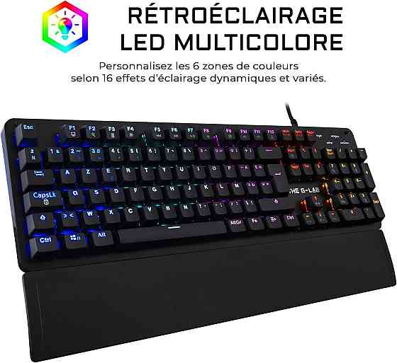Ігрова клавіатура механічна дротова з RGB-підсвіткою для з PC, Mac, PS4, Xbox One, THE G-LAB чорна USB, геймерська ергономічна Київ