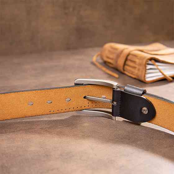 Ремень с дырками мужской Vintage 20383 Черный Киев