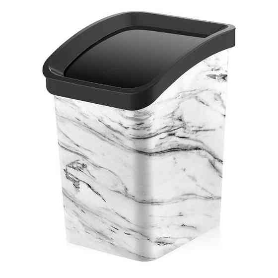 Відро для сміття 11,6л кришка-вертушка Білий Мармур OZER-D-082 Харків