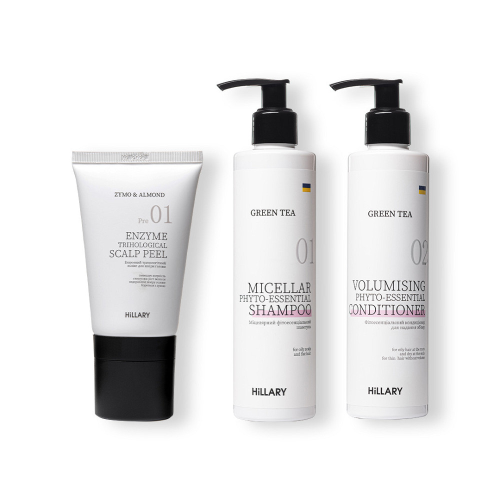 Ензимний пілінг для шкіри голови + Набір для жирного типу волосся Hillary Green Tea Phyto-essential Київ - фото 1