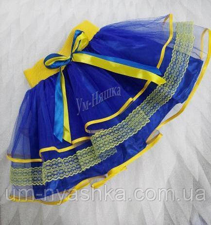 Костюм вишиванка синьо-жовтий для дівчинки 