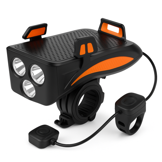 Фара алюмінієва велосипедна FY-319B-3LM, Фара з акумулятором на кермо велосипеда, Велоліхтар передній XA-48 Львів