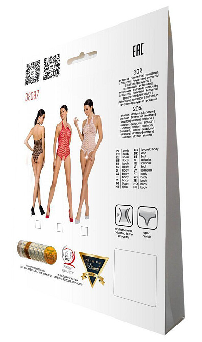 Бодістокінг у велику сітку Passion BS087 red, відкрита спина, халтер, з доступом Sex Aura Київ - фото 8