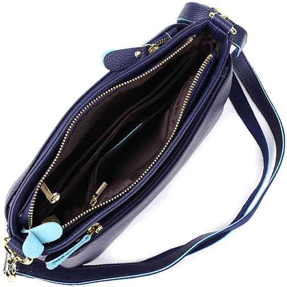 Жіноча шкіряна сумка з жорстким дном Vintage 22986 Синій Київ