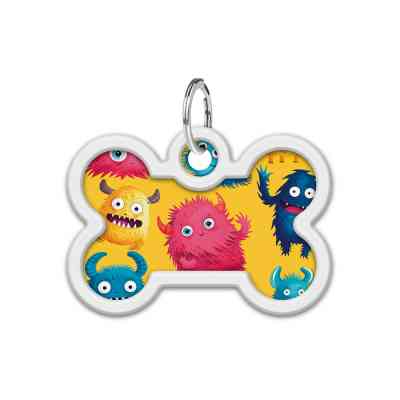 Адресник для животных WAUDOG Smart ID с QR паспортом "Мохнатые монстры", кость 40х28 мм (231-4050) Винница