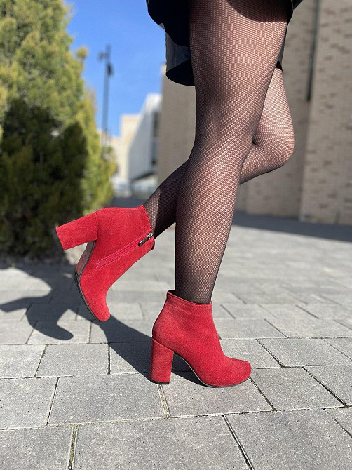 Nivelle Черевики жіночі NIVELLE червоні натуральна замша каблук 9см висота 10см 37р (5341) Коломия - фото 5