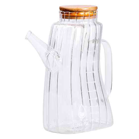 Скляна пляшка для олії 1 л HP-34-3 з ручкою та бамбуковою кришкою HP-34-3 Коломия