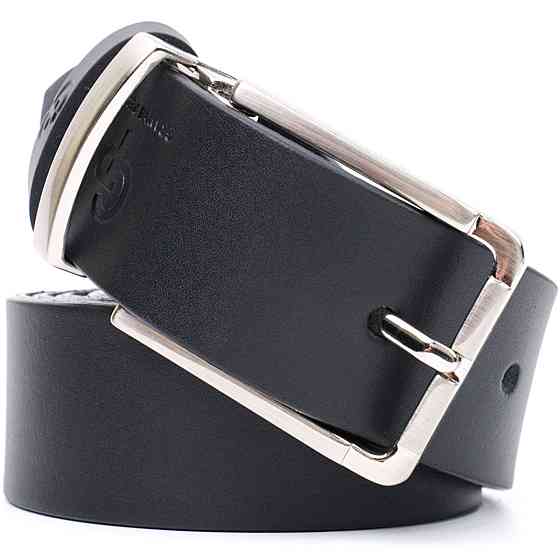 Практичний брючний ремінь для чоловіків з натуральної шкіри Чорний (GRANDE PELLE) Київ