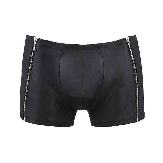 Мужские кожаные боксеры с молниями Passion 049 SHORT MATT XXL/XXXL Black Sex Aura Киев