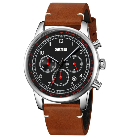 Часы наручные классические Skmei 9318 (Коричневый с черным циферблатом) Киев